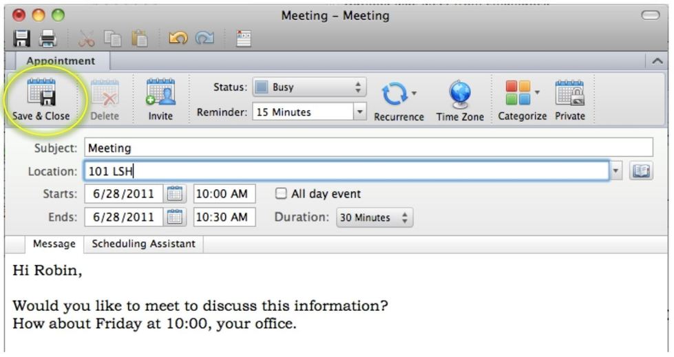 outlook for mac create appointment from email
